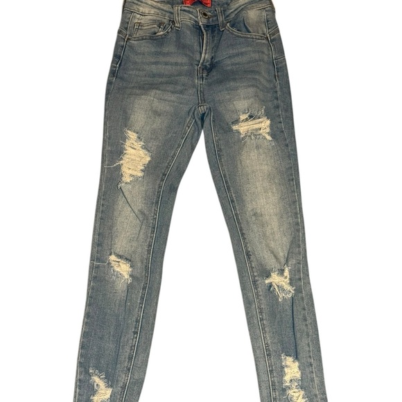 Wax Jean Blue Skinny Jeans with Distressed Detailing - Picture 1 of 3